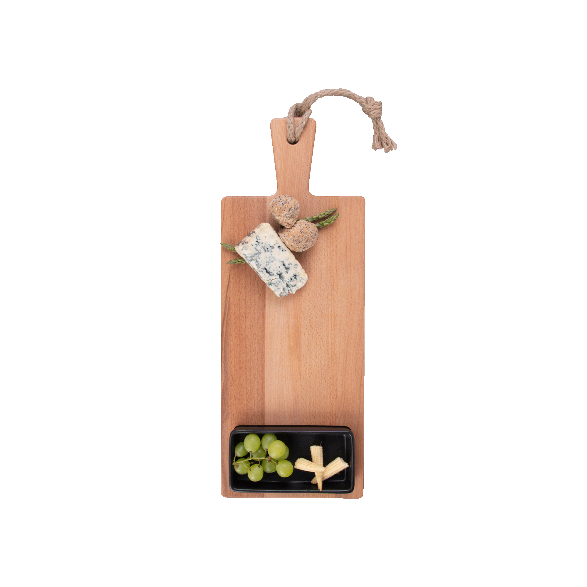 Puur Hout | Beuken Foodplank 49 cm 1 vak 1 schaaltje zwart