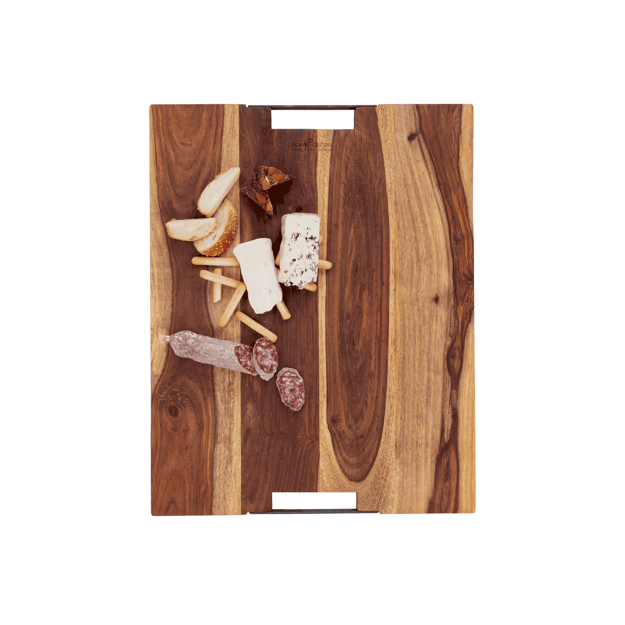 Pure Rose Wood Serveerplank 2 metalen handvatten 50 x 40 cm