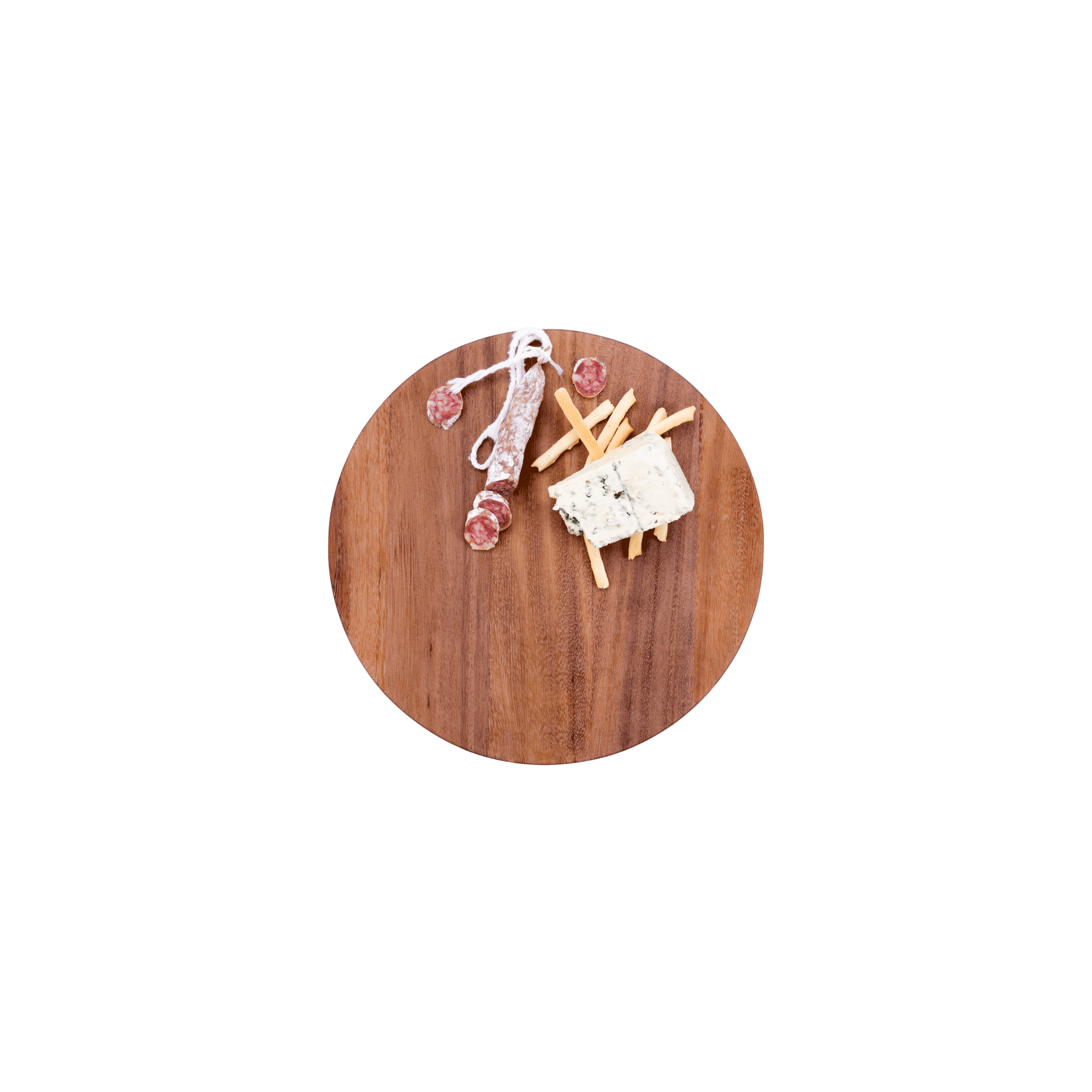 Pure Teak Wood Ronde plank met twee handgrepen 30 x 3 cm
