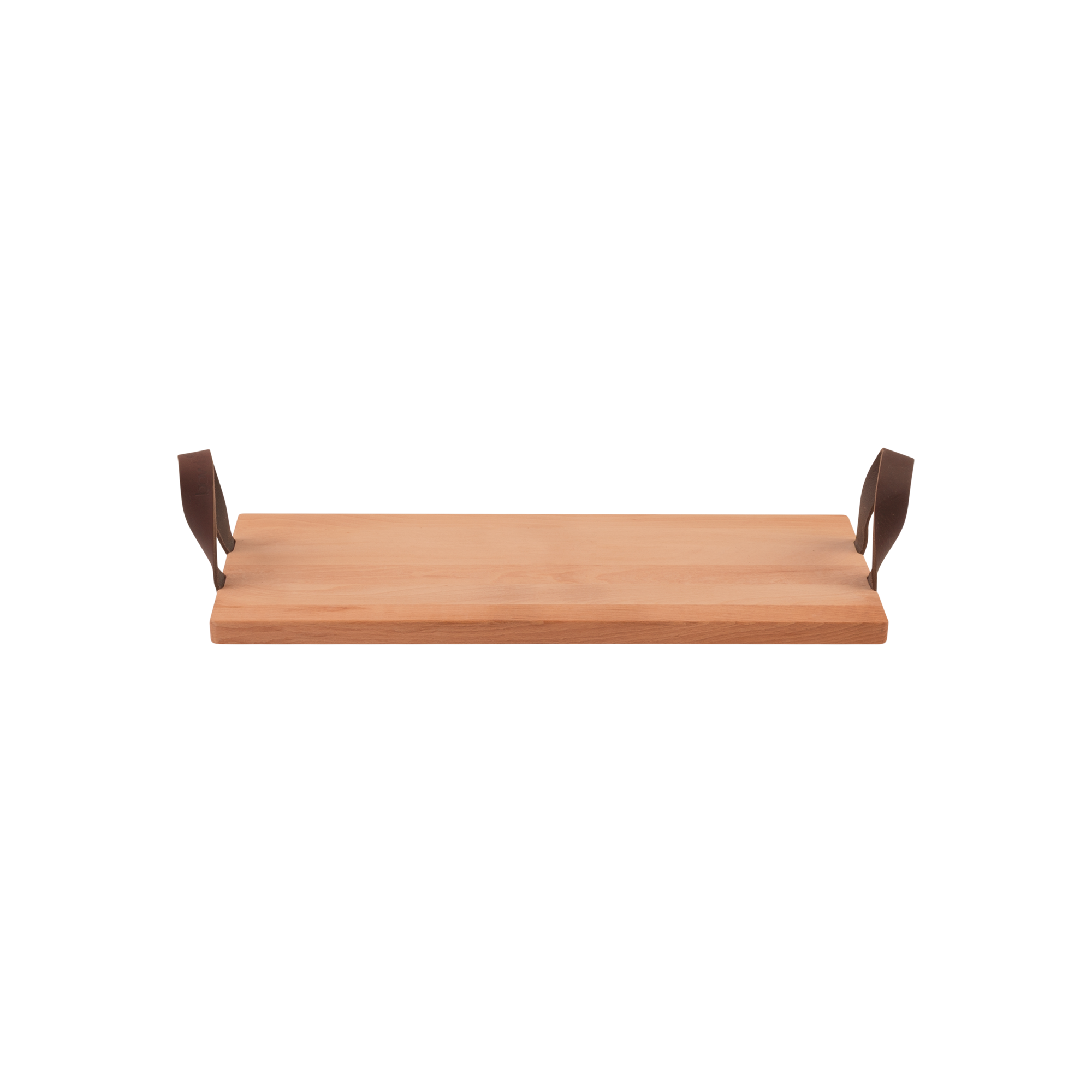 Pure Beech Wood Serving tray 49 cm with leather handles