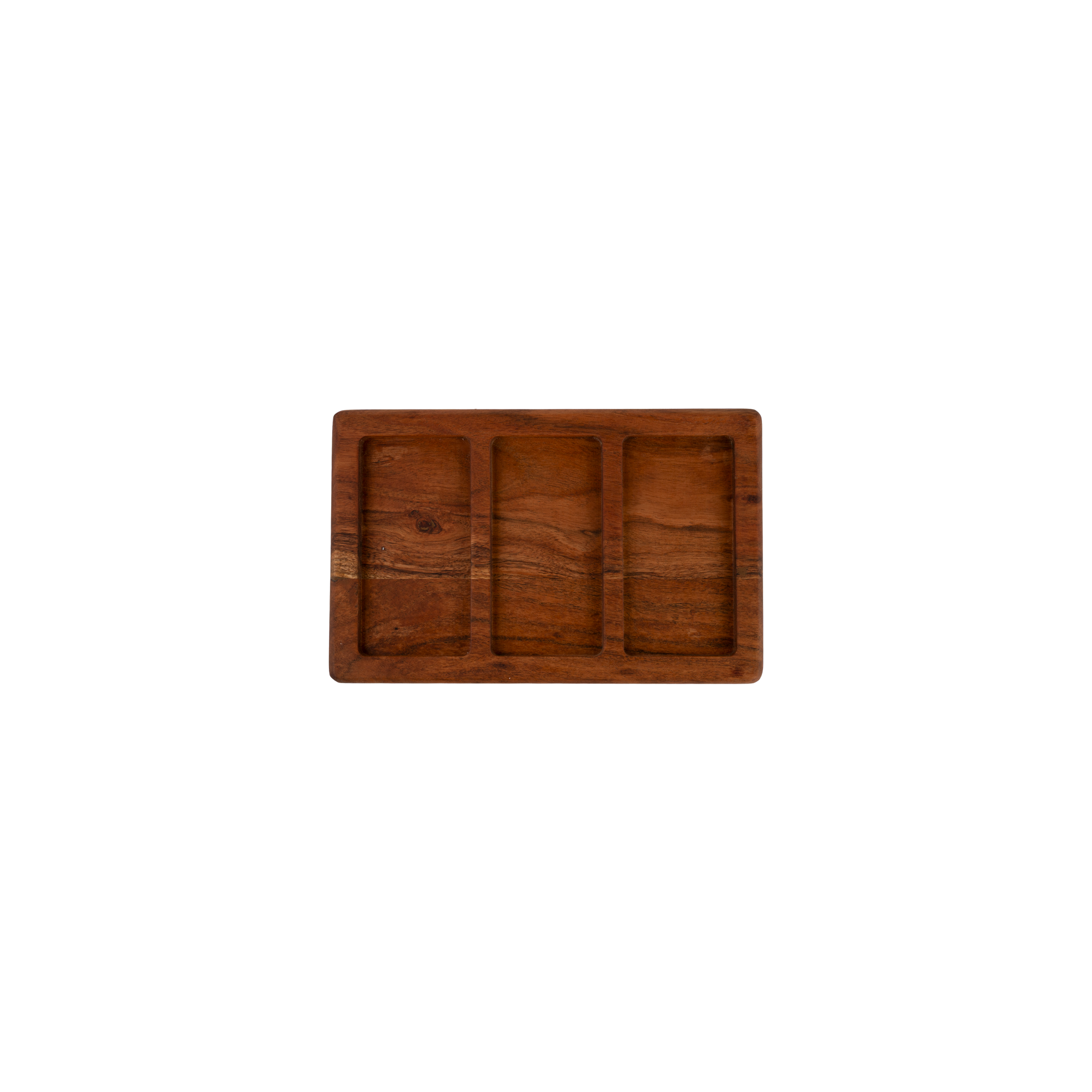 Pure Acacia Wood serveertray 3 vaks 31x19x6 cm