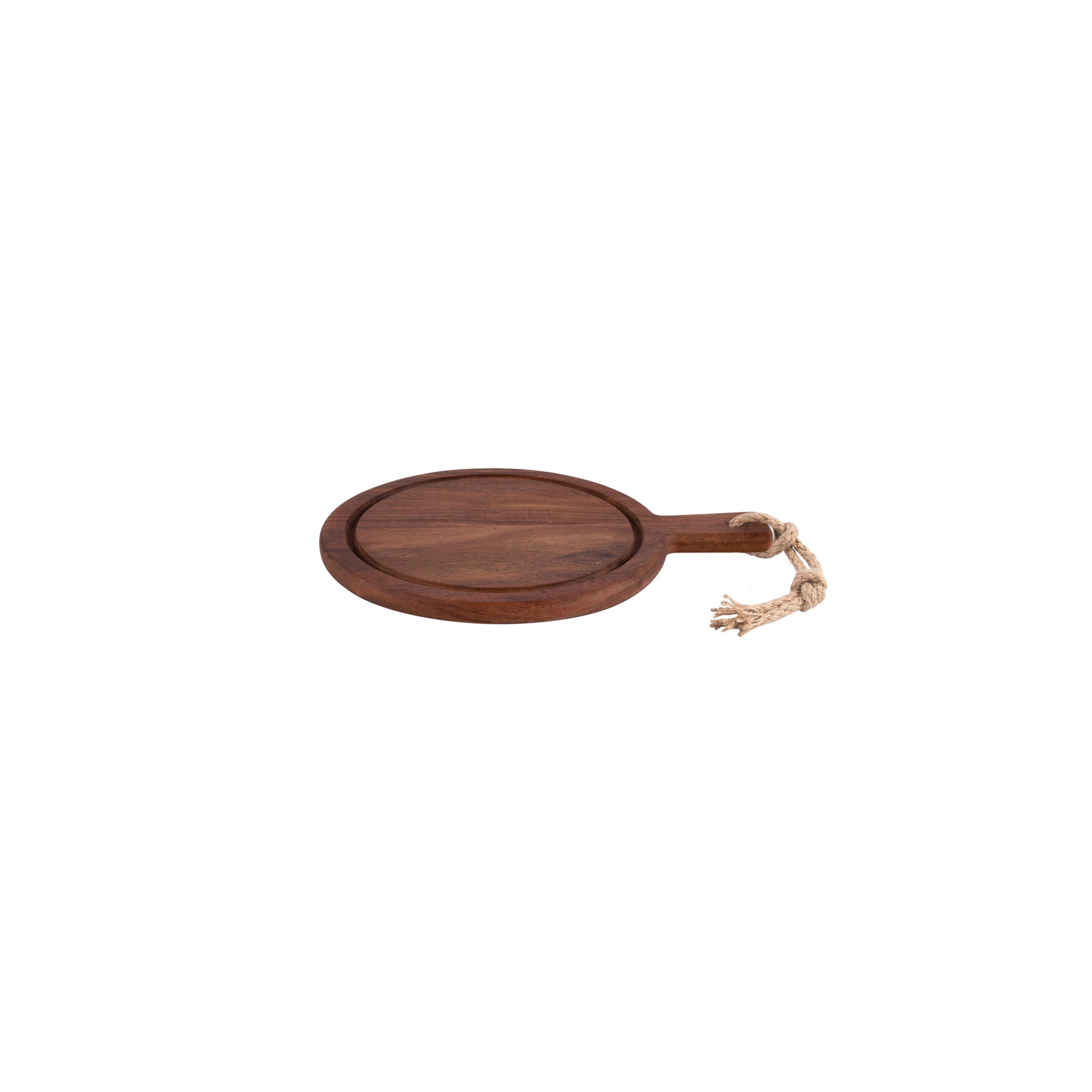 Pure Acacia Wood Serveerplank rond met sapgoot 25 cm