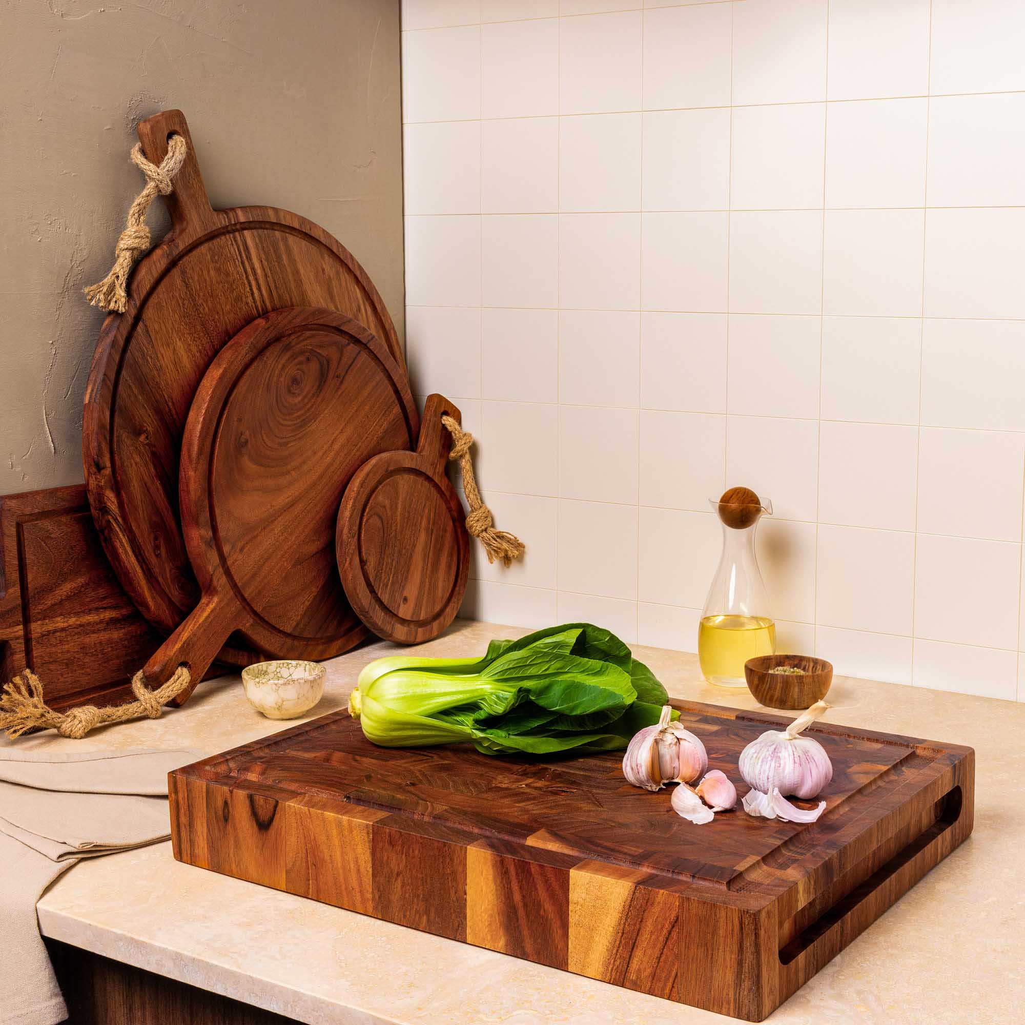 Pure Acacia Wood Hakblok 44x34x6cm