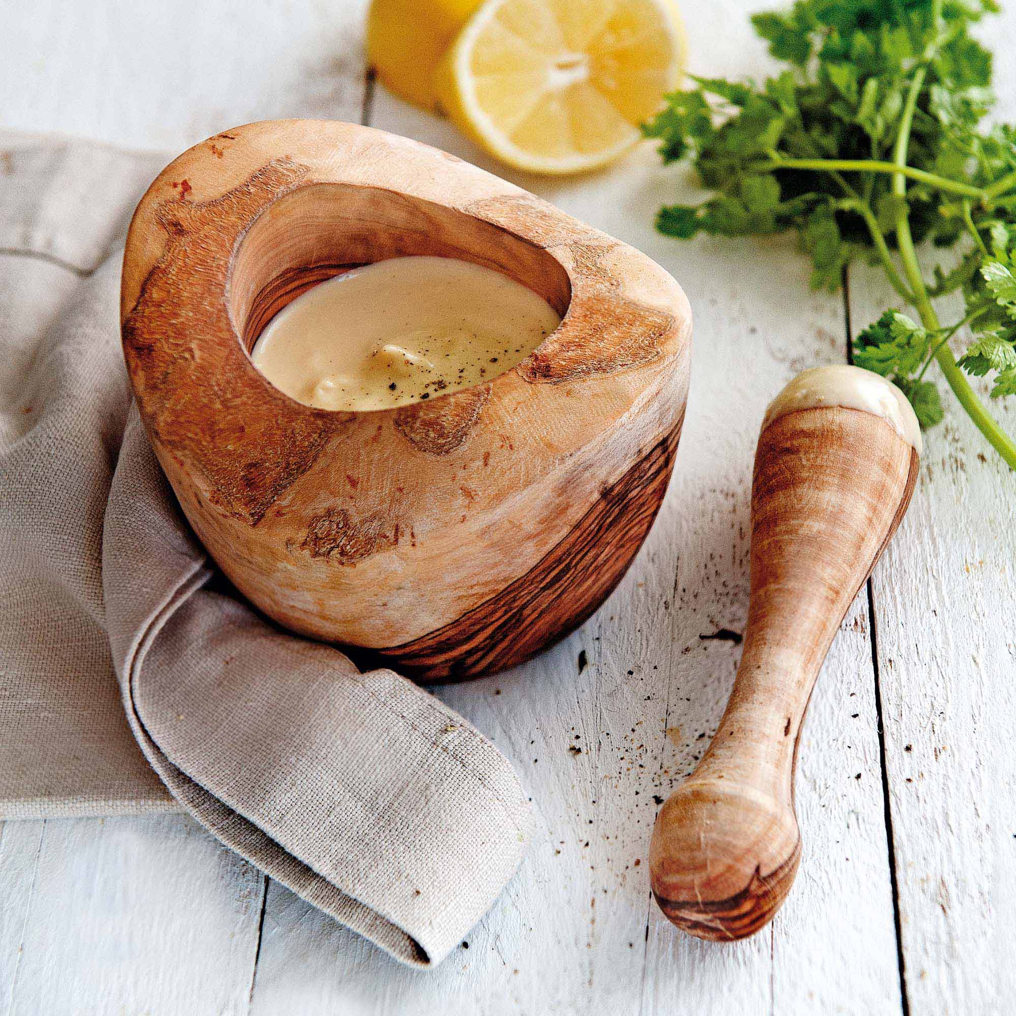 Olijfhouten Vijzel 14 cm met stamper