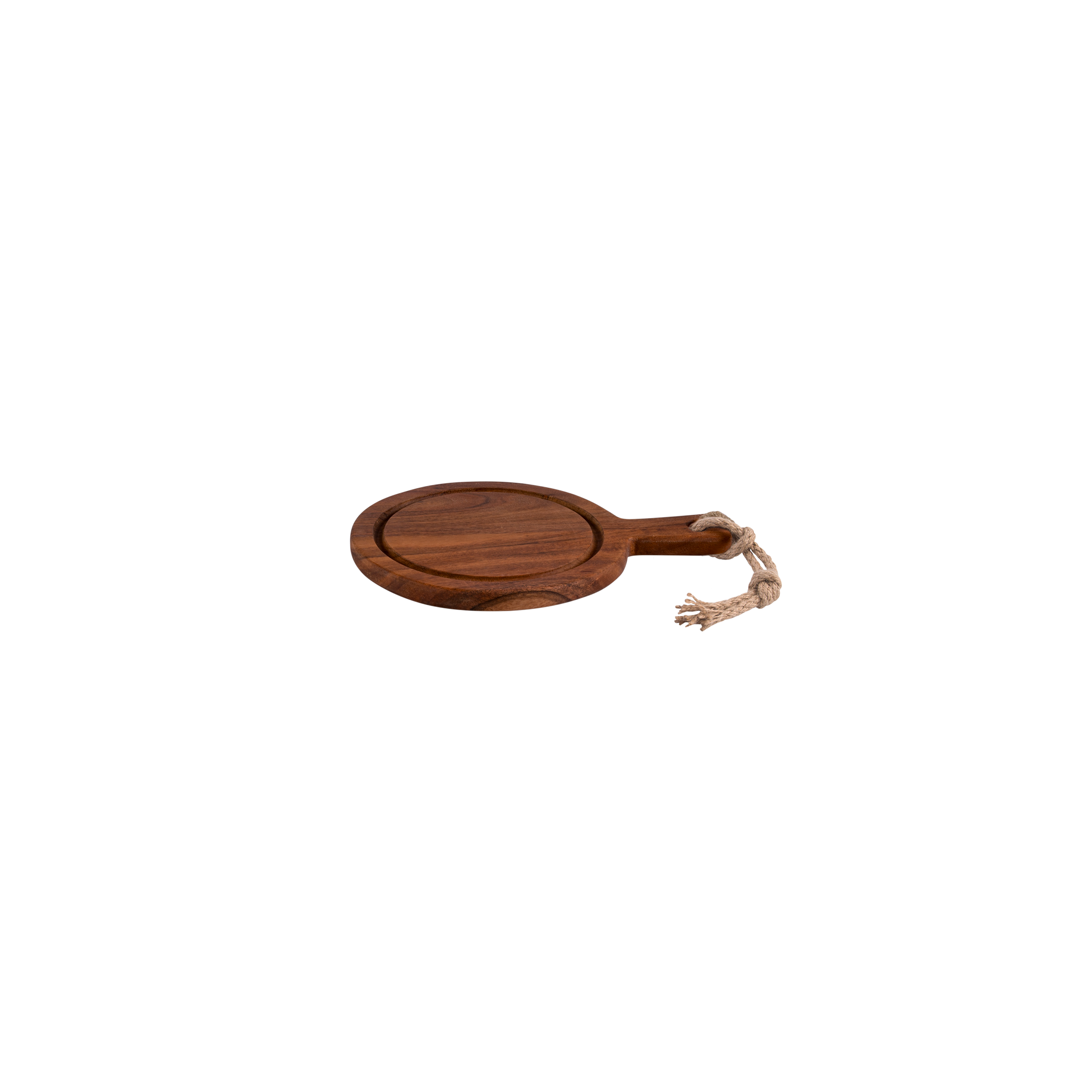 Pure Acacia Wood Serveerplank rond met sapgoot 20 cm
