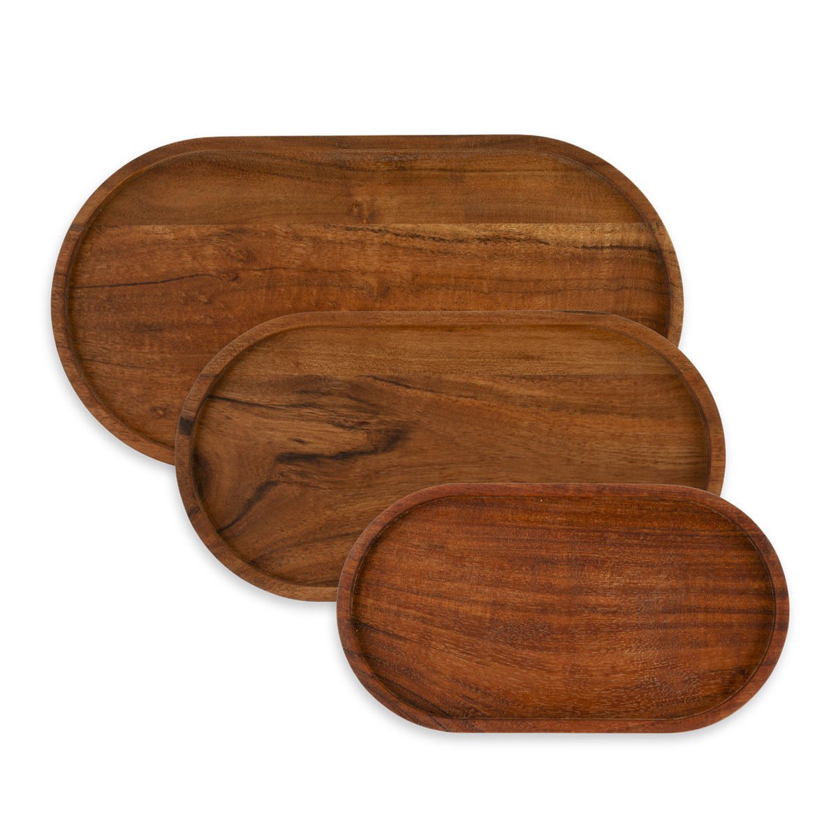 Set van 3 Serveertrays Pure Acacia Wood ovaal (S/M/L)