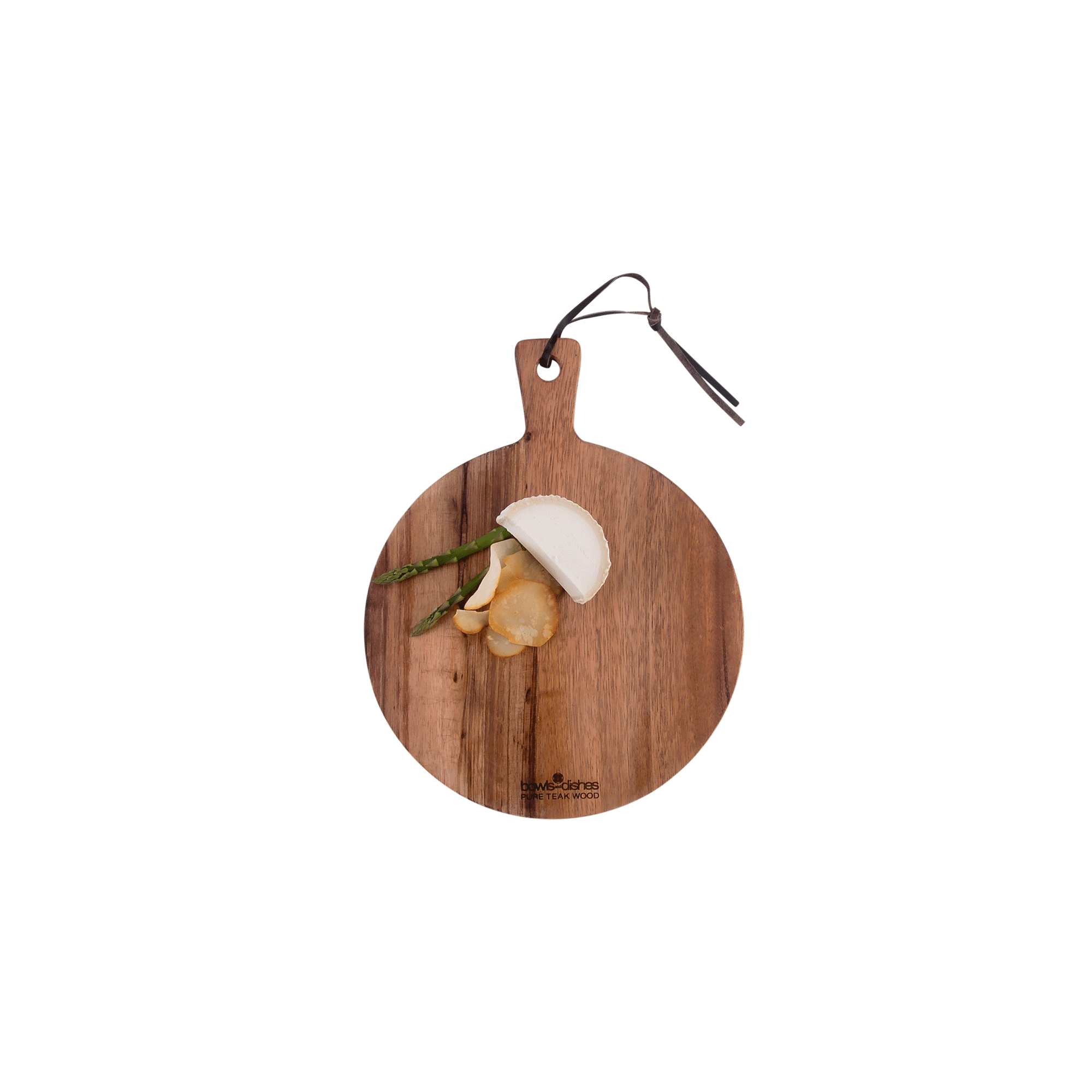 Pure Teak Wood Serveerplank rond met handvat Ø 25 x 2cm