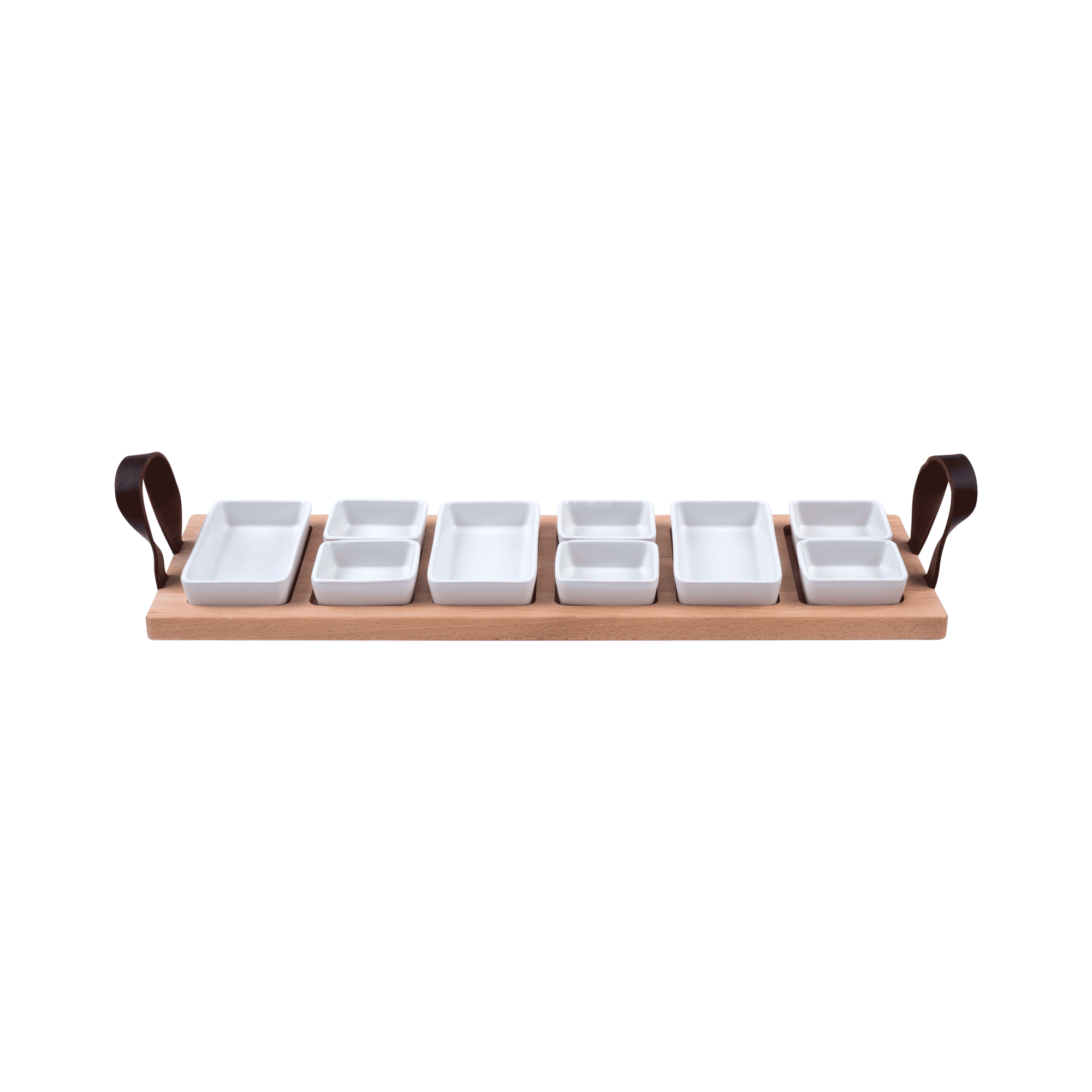 Bowls and Dishes Borreltray 59cm 6-vaks met schaaltjes wit