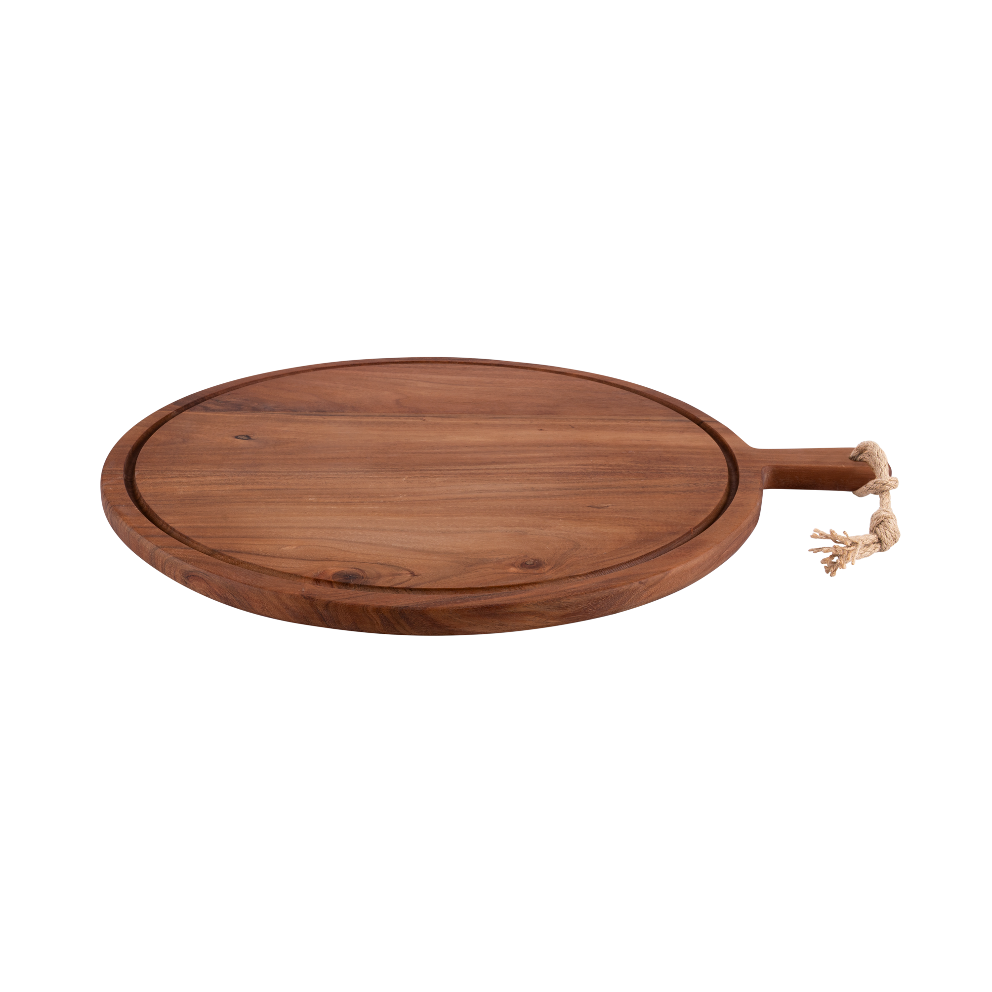 Pure Acacia Wood Serveerplank rond met sapgoot 50 cm
