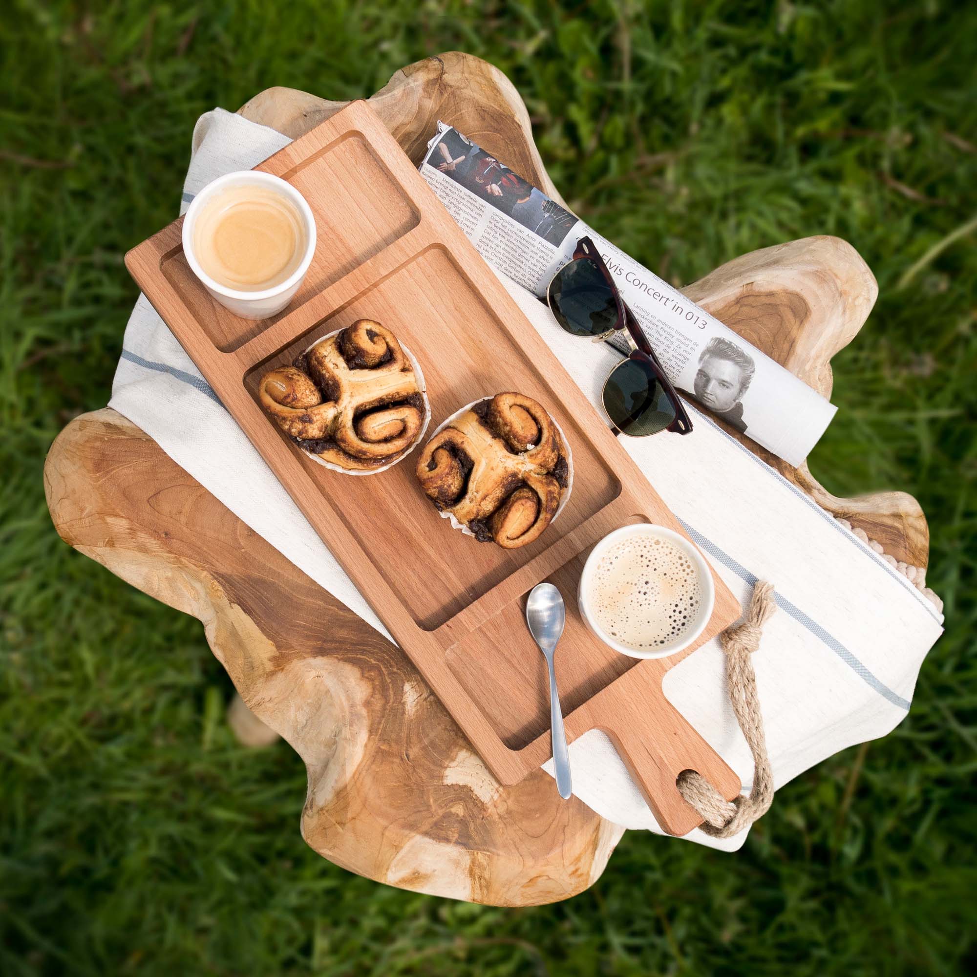 Pure Beech Wood Food Board 49 cm 3 cutouts