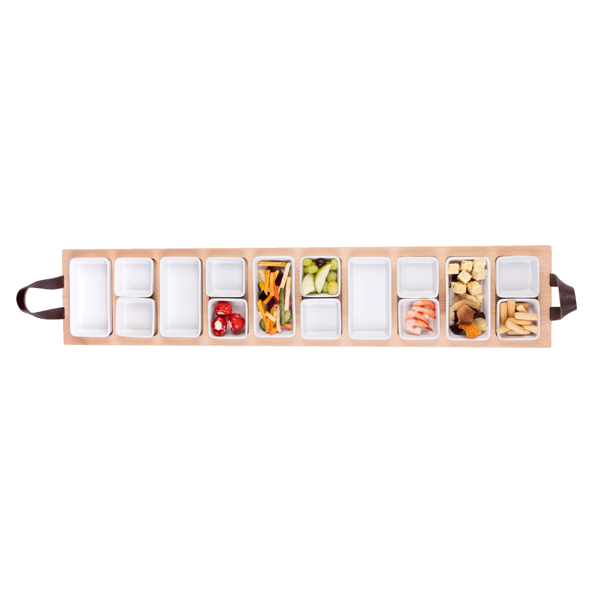 Bowls and Dishes Borreltray 97 cm 10-vaks schaaltjes wit