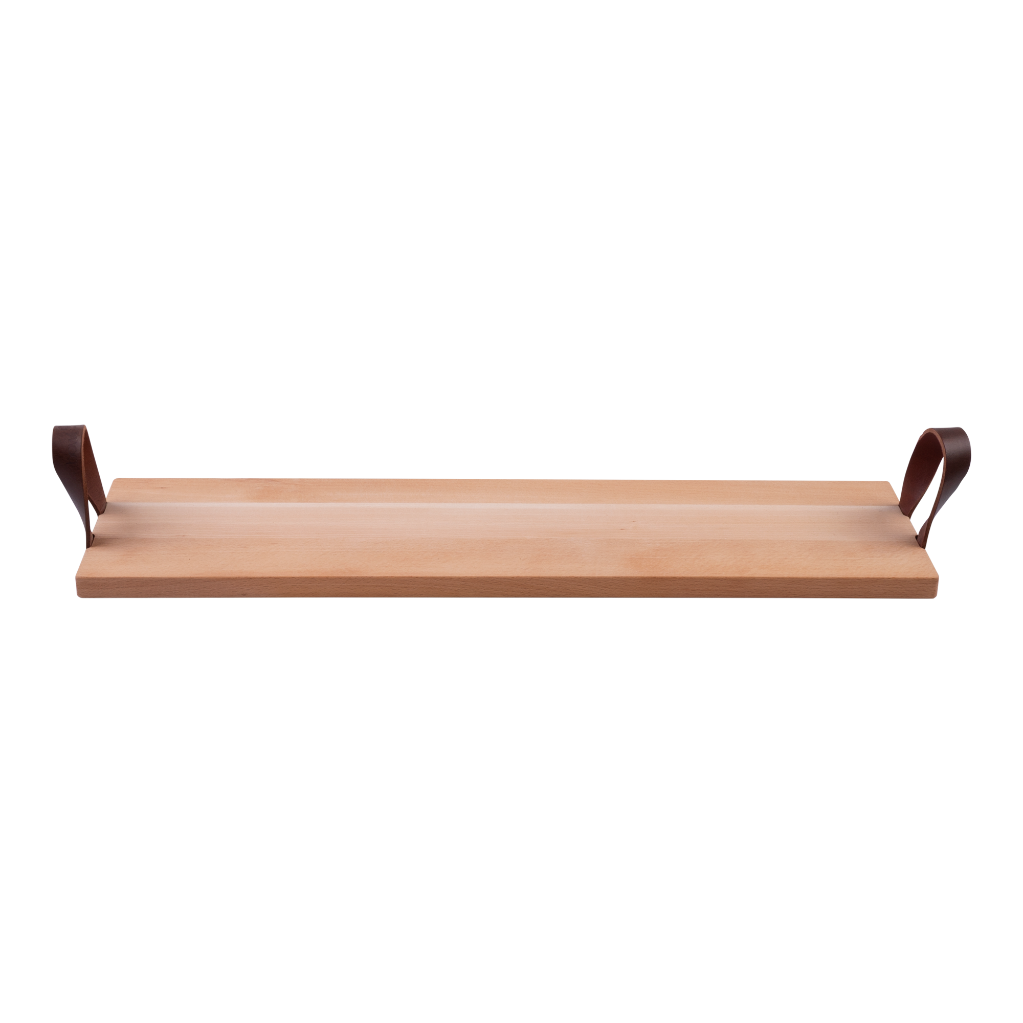 Pure Beech Wood Serving tray 69 cm with leather handles