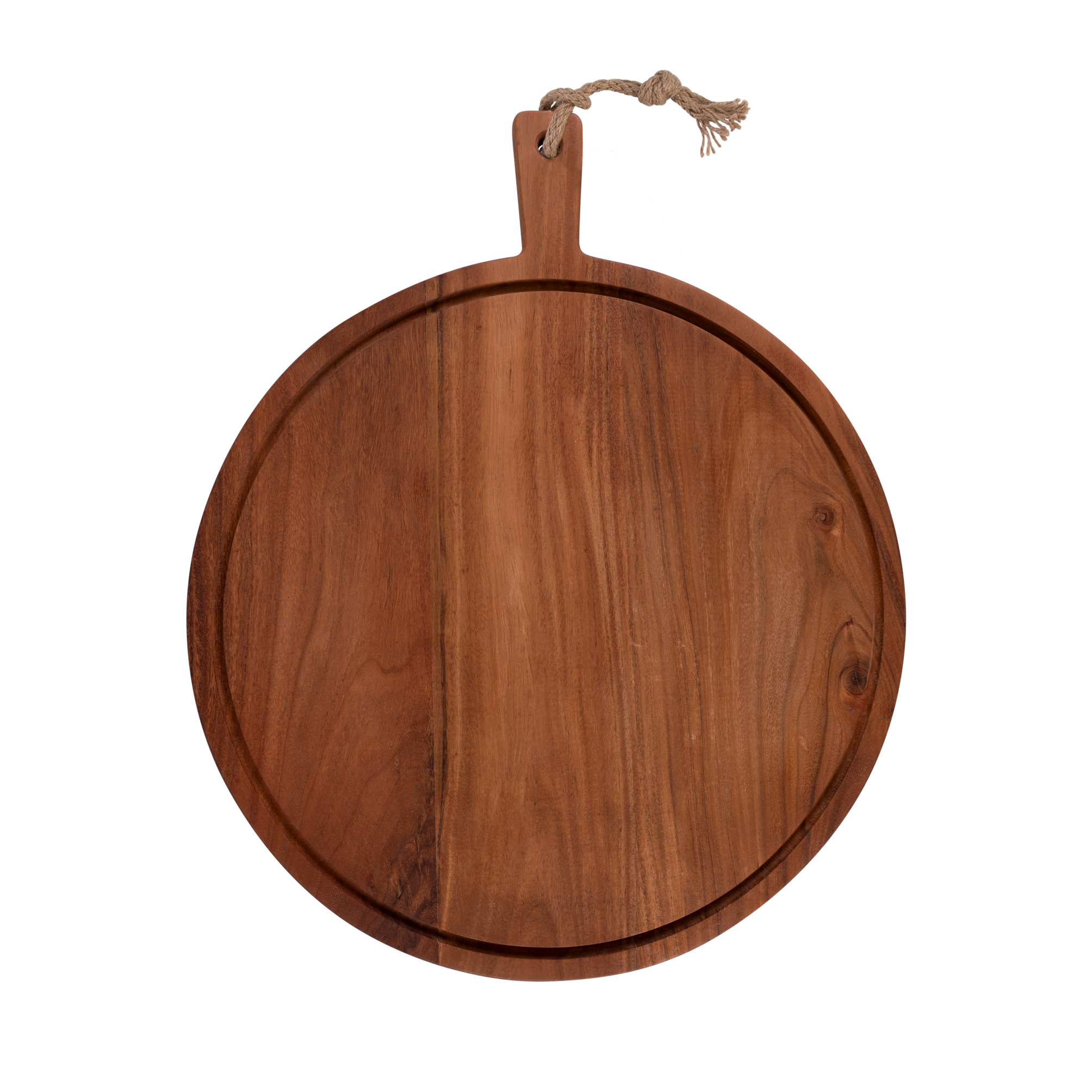 Pure Acacia Wood Serveerplank rond met sapgoot 50 cm