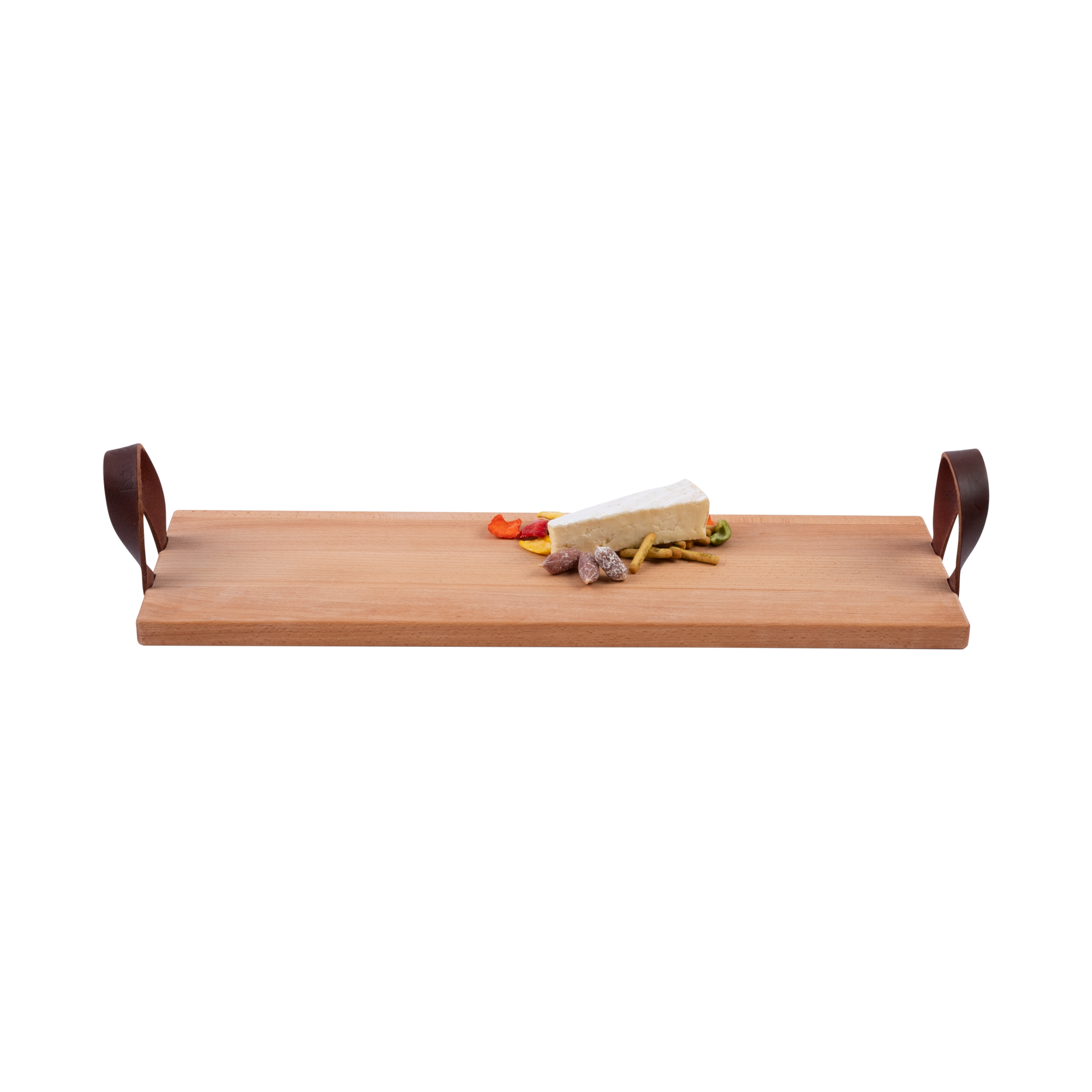 Puur Hout | Beuken Serveertray met handgreep leer 59 x19,5cm