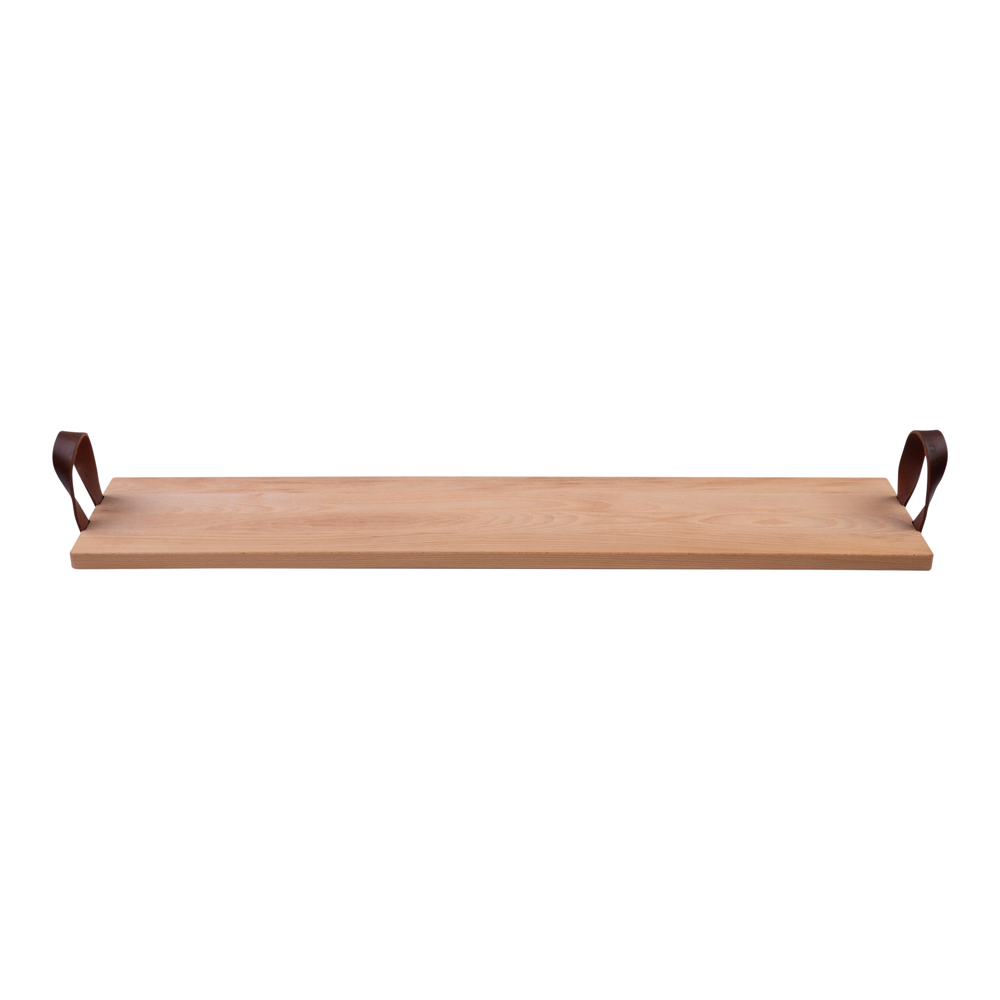 Pure Beech Wood Serving tray 89 cm with leather handles